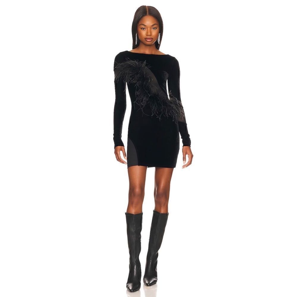 NWT Camila Coelho Florence Mini Dress in Black, Size XXS